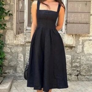 Reformation Black Midi Dress